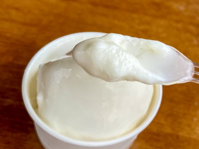 スプーンですくったハニーキャラメルジェラート