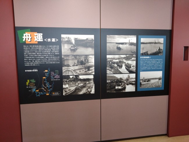 江別河川防災ステーション2階展示室舟運パネル