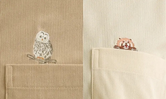 ワンポイント刺繍 コーデュロイシャツ