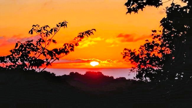 ラウンジ茜の外庭からの夕焼け絶景